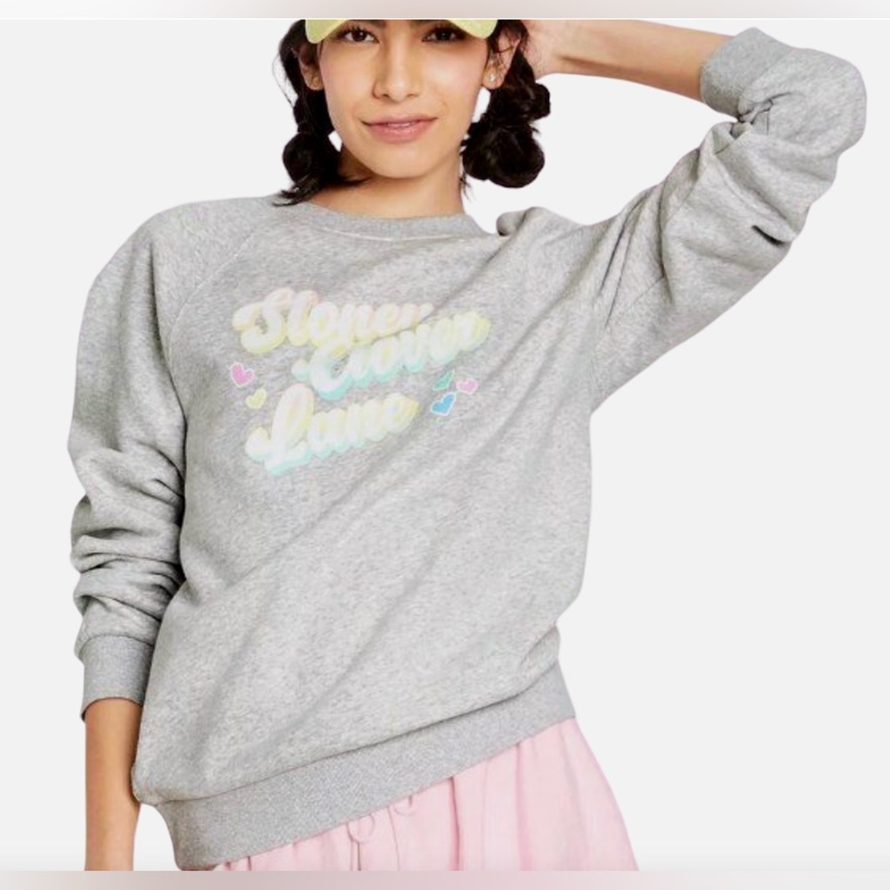 New Stoney Clover Lane x Target Gray Crew Neck Sweatshirt Top Size XS